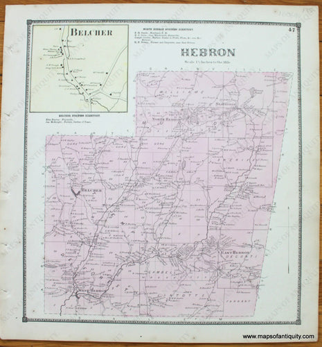 Antique-Map-Town-Towns-Hebron-Belcher-New-Topographical-Atlas-of-Washington-County-New-York-by-Stone-and-Stewart-1866-1860s-1800s-Mid-Late-19th-Century-Maps-of-Antiquity-