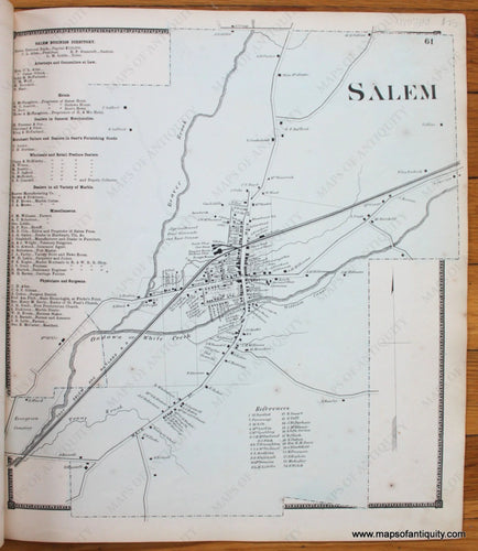 Antique-Map-Town-Towns-Salem-New-Topographical-Atlas-of-Washington-County-New-York-by-Stone-and-Stewart-1866-1860s-1800s-Mid-Late-19th-Century-Maps-of-Antiquity-