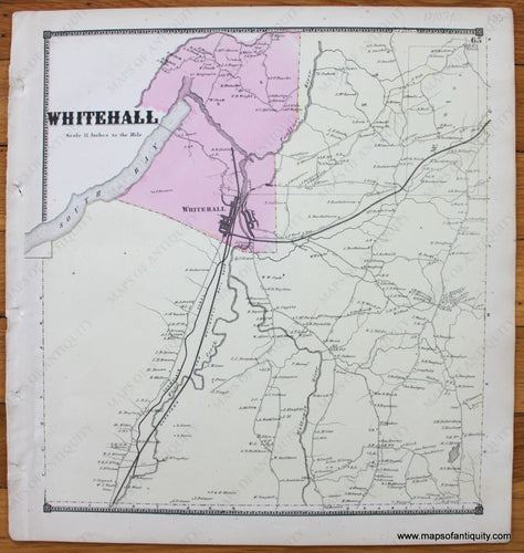 Antique-Map-Town-Towns-Whitehall-New-Topographical-Atlas-of-Washington-County-New-York-by-Stone-and-Stewart-1866-1860s-1800s-Mid-Late-19th-Century-Maps-of-Antiquity-