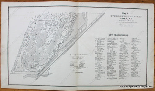 Antique-Map-Town-Towns-Map-of-Evergreen-Cemetery-Salem-NY-New-Topographical-Atlas-of-Washington-County-New-York-by-Stone-and-Stewart-1866-1860s-1800s-Mid-Late-19th-Century-Maps-of-Antiquity-