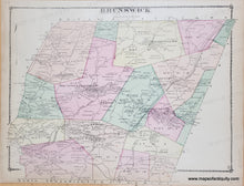 Load image into Gallery viewer, Old map of Brunswick NY with colorful sections 
Antique map with original colors of yellow, pink, orange, and green. 
