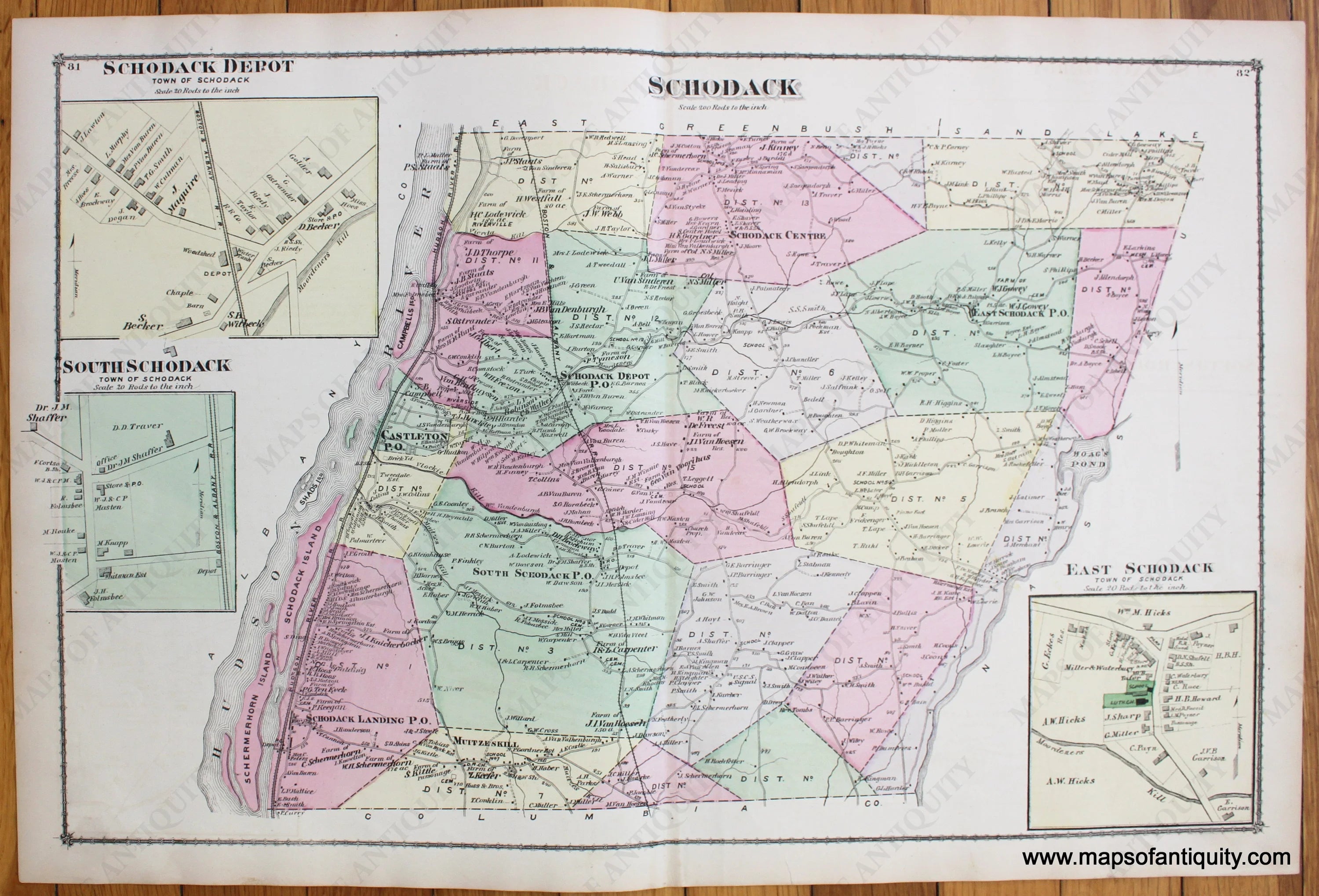 1876 - Schodack, New York - Antique Map – Maps of Antiquity