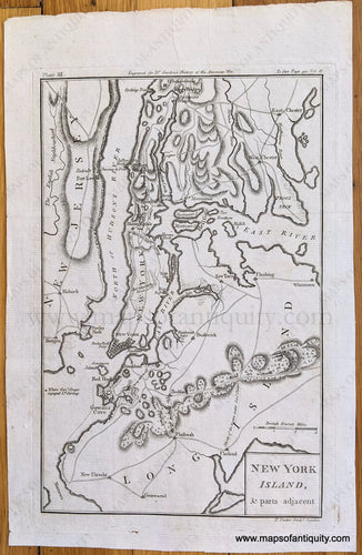 Genuine Antique Map-New York Island, & parts adjacent-1788-T. Conder-Maps-Of-Antiquity-1700s-18th-century