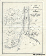 Antique map of Forts Ontario and Pepperell from 1756, with a river that connects to Lake Ontario and the forts on either side of the river. Genuine-Antique-Map-French-Plan-of-Forts-Ontario-&-Pepperell-or-Chouaguen-1756-1850-Documentary-History-of-the-State-of-New-York-Maps-Of-Antiquity