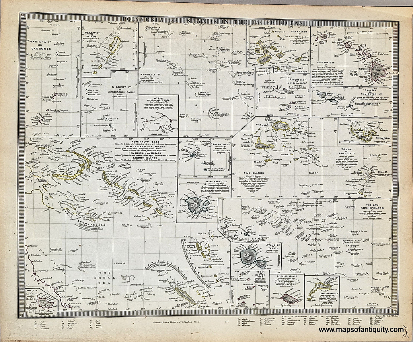 1850 - Polynesia or Islands in the Pacific Ocean - Antique Map