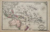 1887 - Tunison’s Oceania Antique Map Genuine