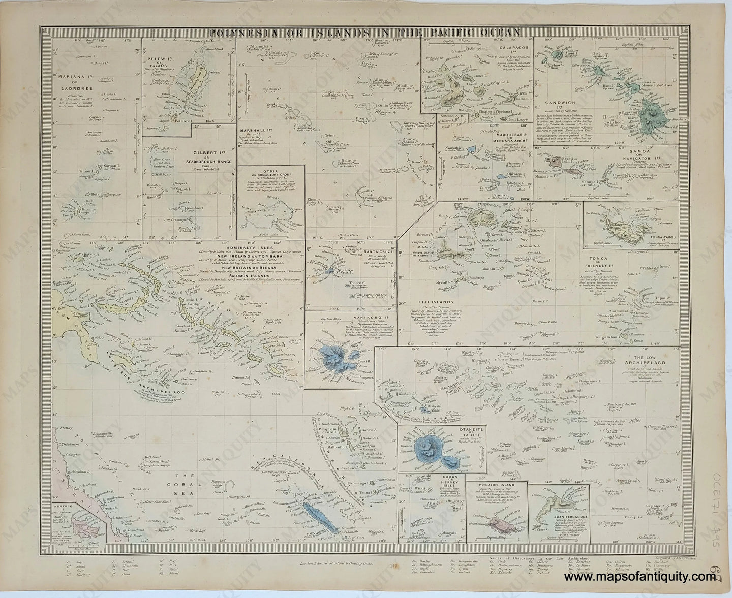 Genuine-Antique-Map-Polynesia-or-Islands-in-the-Pacific-Ocean-Oceania--1860-SDUK-Society-for-the-Diffusion-of-Useful-Knowledge-Maps-Of-Antiquity-1800s-19th-century