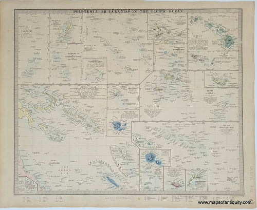 Genuine-Antique-Map-Polynesia-or-Islands-in-the-Pacific-Ocean-Oceania--1860-SDUK-Society-for-the-Diffusion-of-Useful-Knowledge-Maps-Of-Antiquity-1800s-19th-century