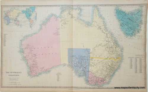 Genuine-Antique-Map-The-Australian-Colonies-Australia--1860-SDUK-Society-for-the-Diffusion-of-Useful-Knowledge-Maps-Of-Antiquity-1800s-19th-century