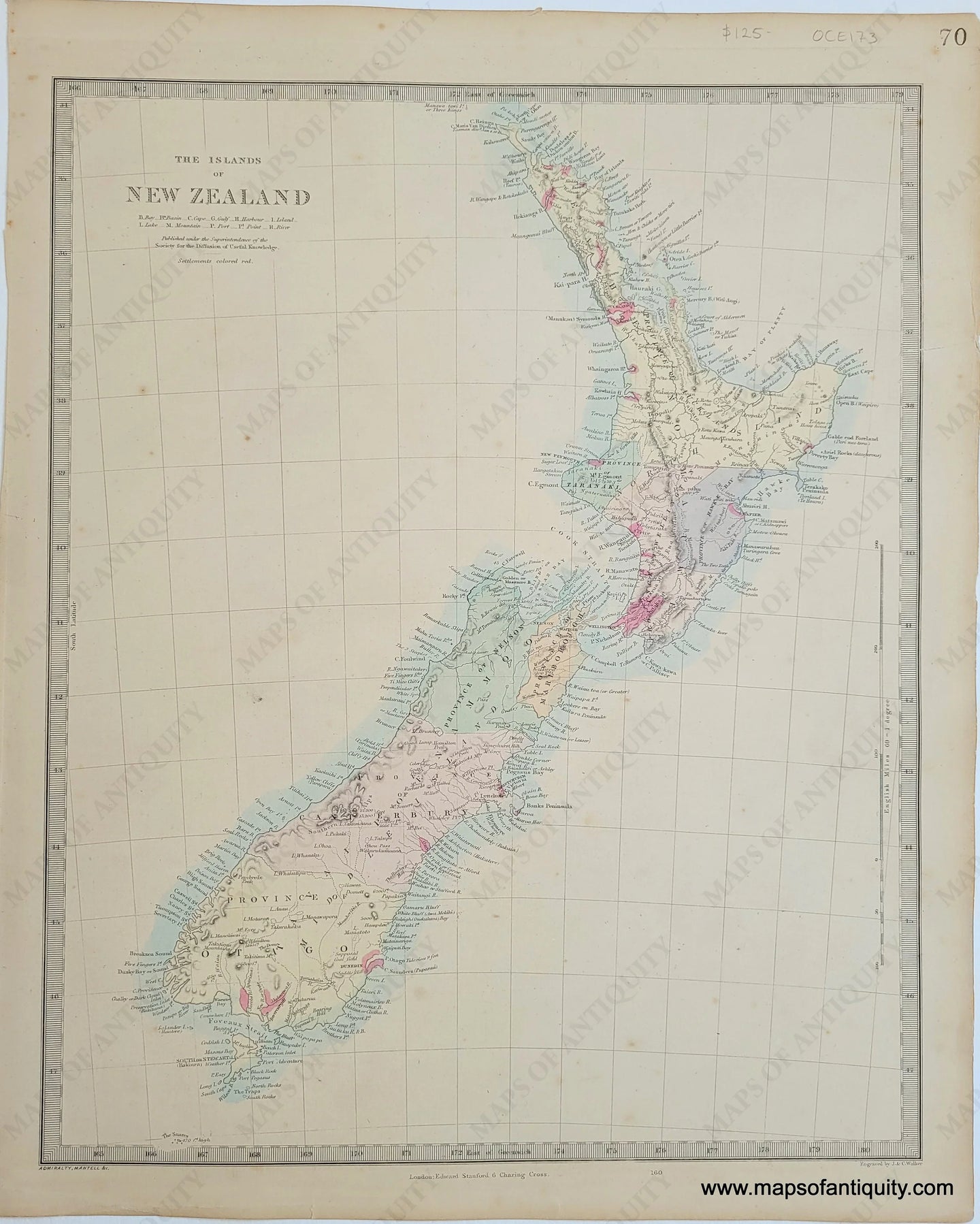 Genuine-Antique-Map-The-Islands-of-New-Zealand-New-Zealand--1860-SDUK-Society-for-the-Diffusion-of-Useful-Knowledge-Maps-Of-Antiquity-1800s-19th-century