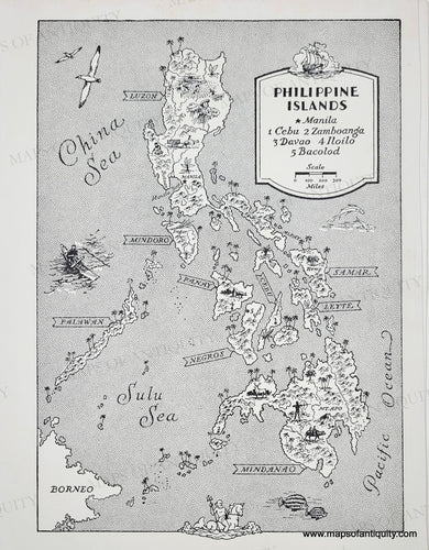 Genuine-Vintage-Map-Philippine-Islands-1945-J-B-Lippincott-Company-Maps-Of-Antiquity