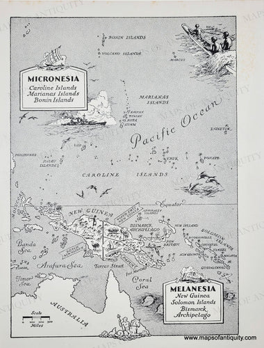 Genuine-Vintage-Map-Micronesia-Melanesia-1945-J-B-Lippincott-Company-Maps-Of-Antiquity