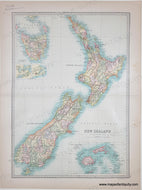 Genuine-Antique-Map-New-Zealand-1890-Bartholomew-Maps-Of-Antiquity