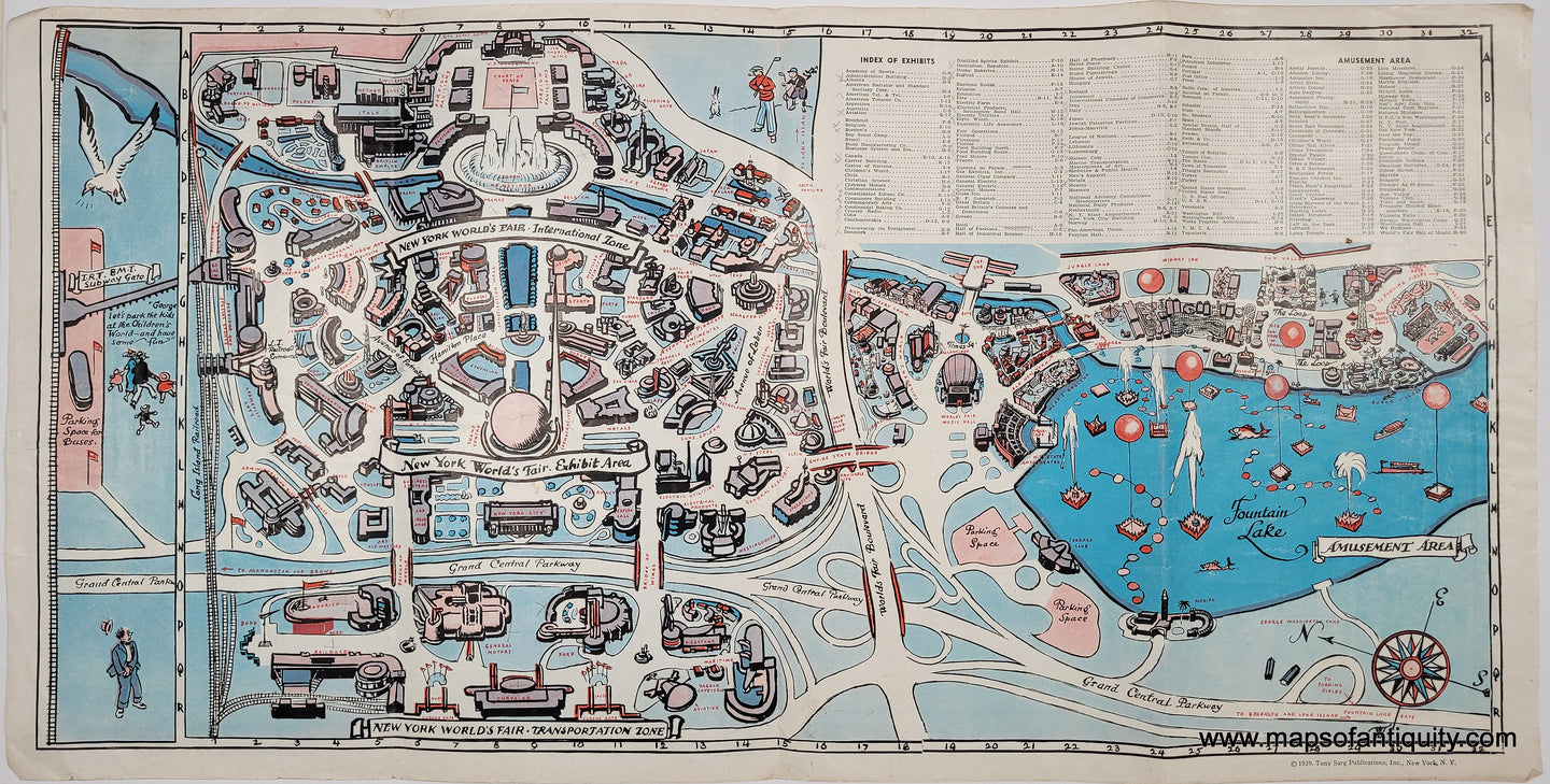 1939 - The New York 1939 Official World's Fair Pictorial Map - Antique Pictorial Map