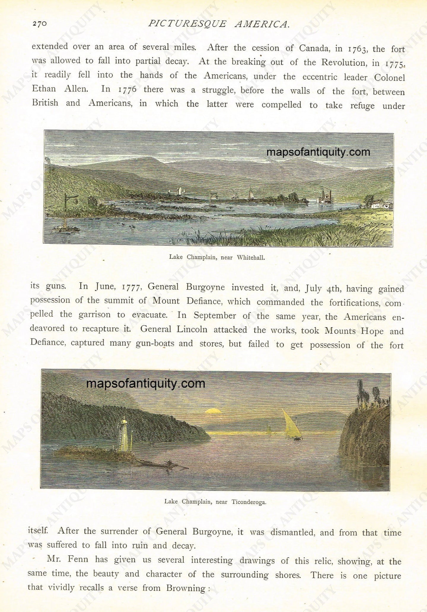 Hand-Colored-Antique-Engraving-Lake-Champlain-near-Whitehall-near-Ticonderoga.-United-States-Northeast-1872-Picturesque-America-Maps-Of-Antiquity