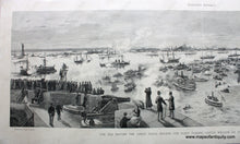 Load image into Gallery viewer, Antique-Black-and-White-Print-The-Day-Before-the-Great-Naval-Review----The-Fleet-Passing-Castle-William-on-its-Way-up-the-Hudson-Antique-Prints-Maritime-Prints-1893-Harper&#39;s-Weekly-Maps-Of-Antiquity
