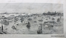 Load image into Gallery viewer, Antique-Black-and-White-Print-The-Day-Before-the-Great-Naval-Review----The-Fleet-Passing-Castle-William-on-its-Way-up-the-Hudson-Antique-Prints-Maritime-Prints-1893-Harper&#39;s-Weekly-Maps-Of-Antiquity
