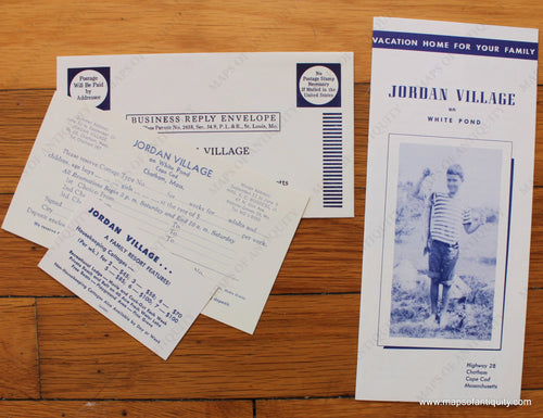 Antique-Travel-Brochure-Jordan-Village-on-White-Pond-Chatham-MA-c.-1958-Jordan-Village-1900s-20th-century-Maps-of-Antiquity