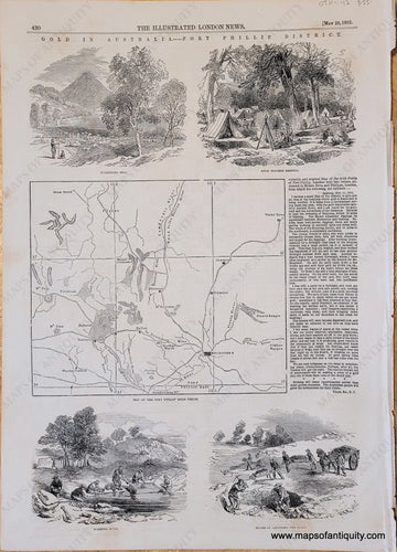 Genuine-Antique-Print-Gold-in-Australia-Port-Phillip-District-Antique-Prints-Other-Antique-Prints-Australia-1852-Illustrated-London-News-Maps-Of-Antiquity-1800s-19th-century