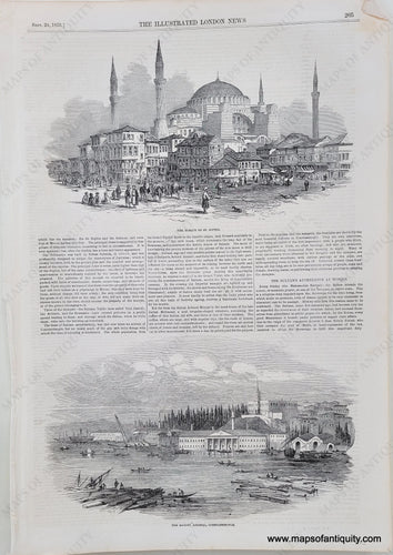 Genuine-Antique-Print-The-Mosque-of-St-Sophia-and-the-Marine-Arsenal-Constantinople-Antique-Prints-Other-Antique-Prints-Turkey--1849-Illustrated-London-News-Maps-Of-Antiquity-1800s-19th-century