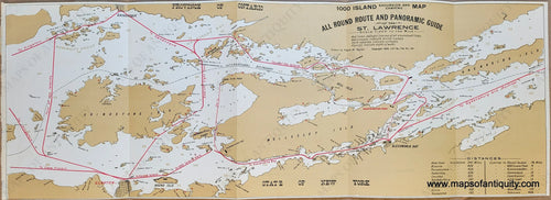 Genuine-Antique-Map-1000-Island-Excursion-and-Camping-Map-1897-International-Railway-Publishing-Co--Maps-Of-Antiquity