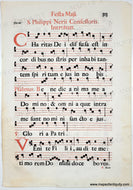 c. 17th century - Festa Maji / S. Philippi Nerii Confessoris. Introitus - Genuine Antique Sheet Music