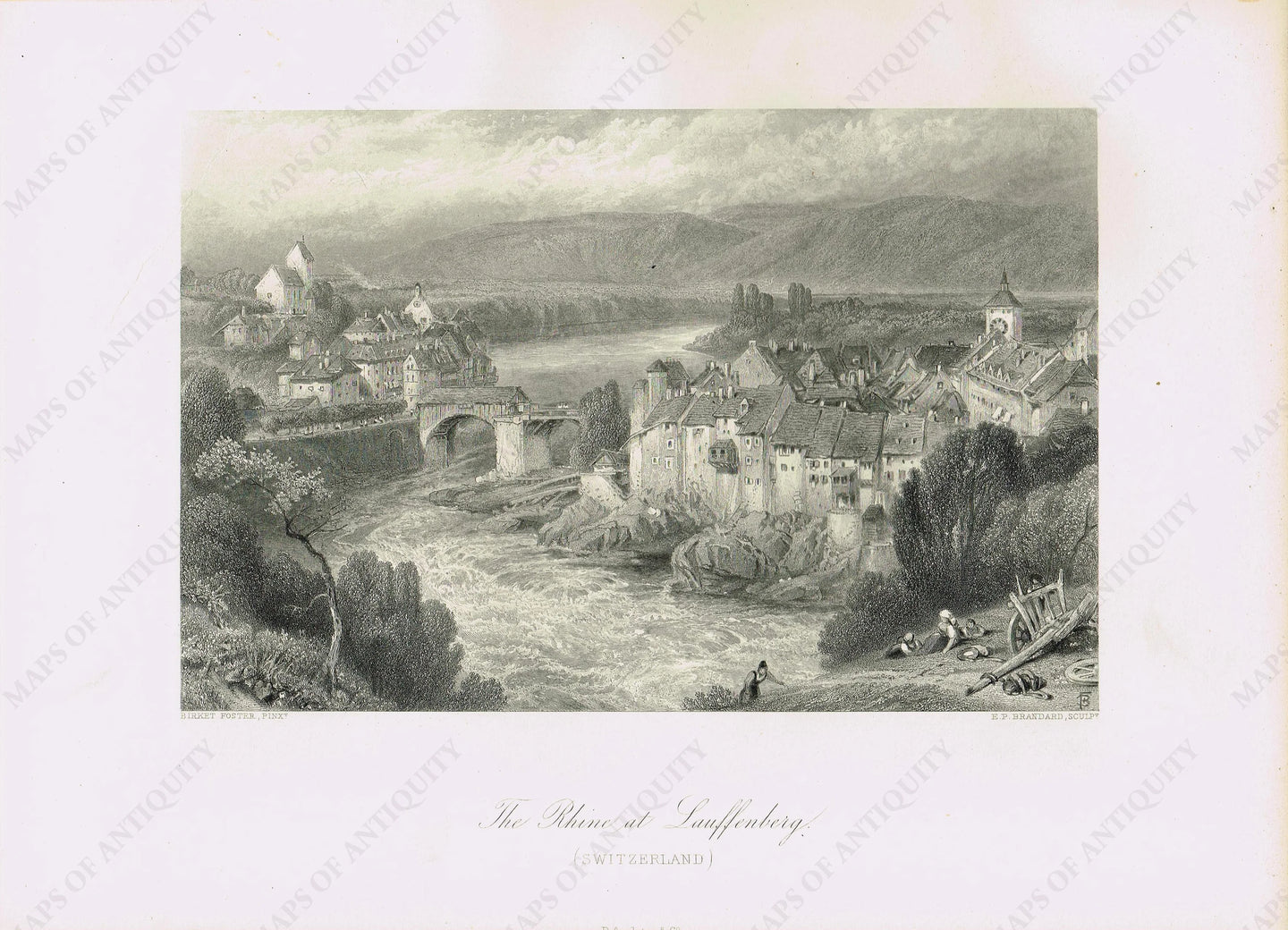 Genuine-Antique-Print-The-Rhine-at-Lauffenburg-Switzerland--1879-Picturesque-Europe-Maps-Of-Antiquity