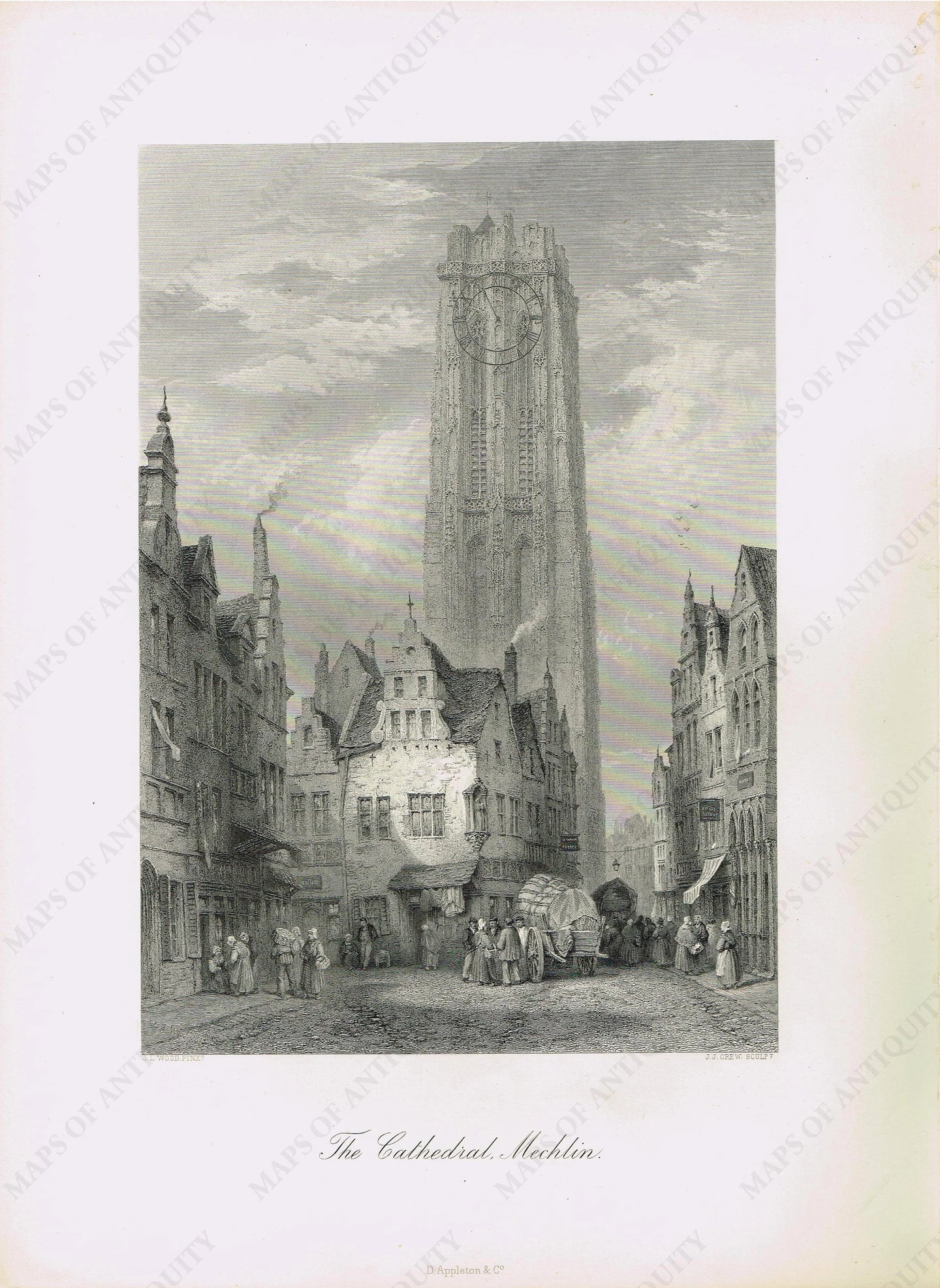 Genuine-Antique-Print-The-Cathedral-at-Bruges-Belgium--1879-Picturesque-Europe-Maps-Of-Antiquity