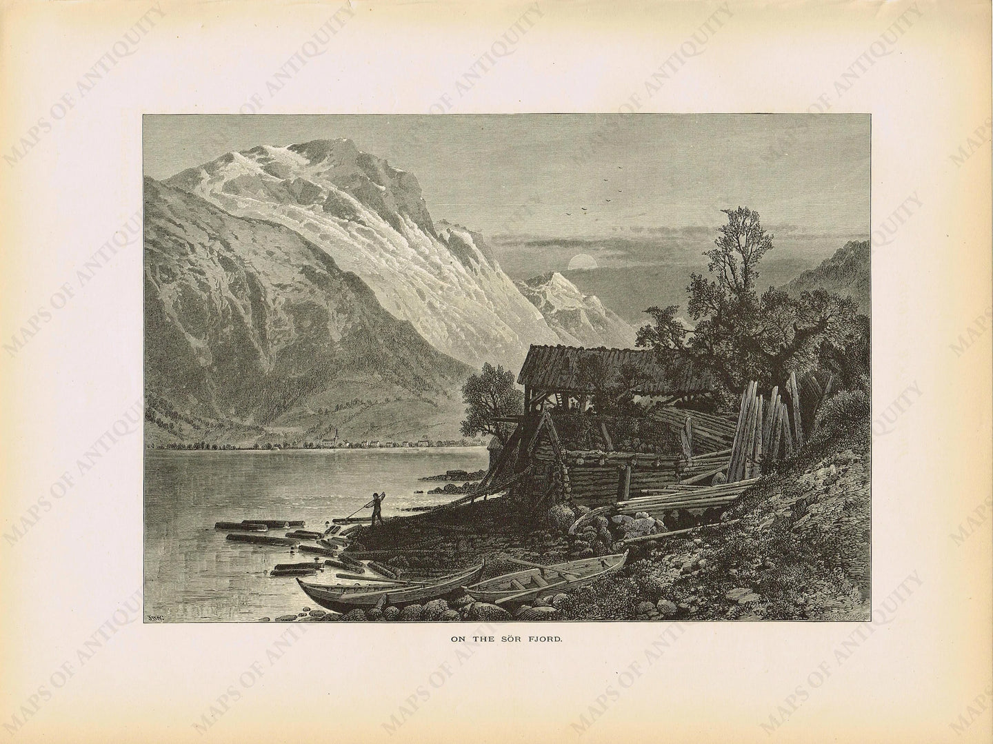 Genuine-Antique-Print-On-the-Sor-Fjord-Norway--1879-Picturesque-Europe-Maps-Of-Antiquity