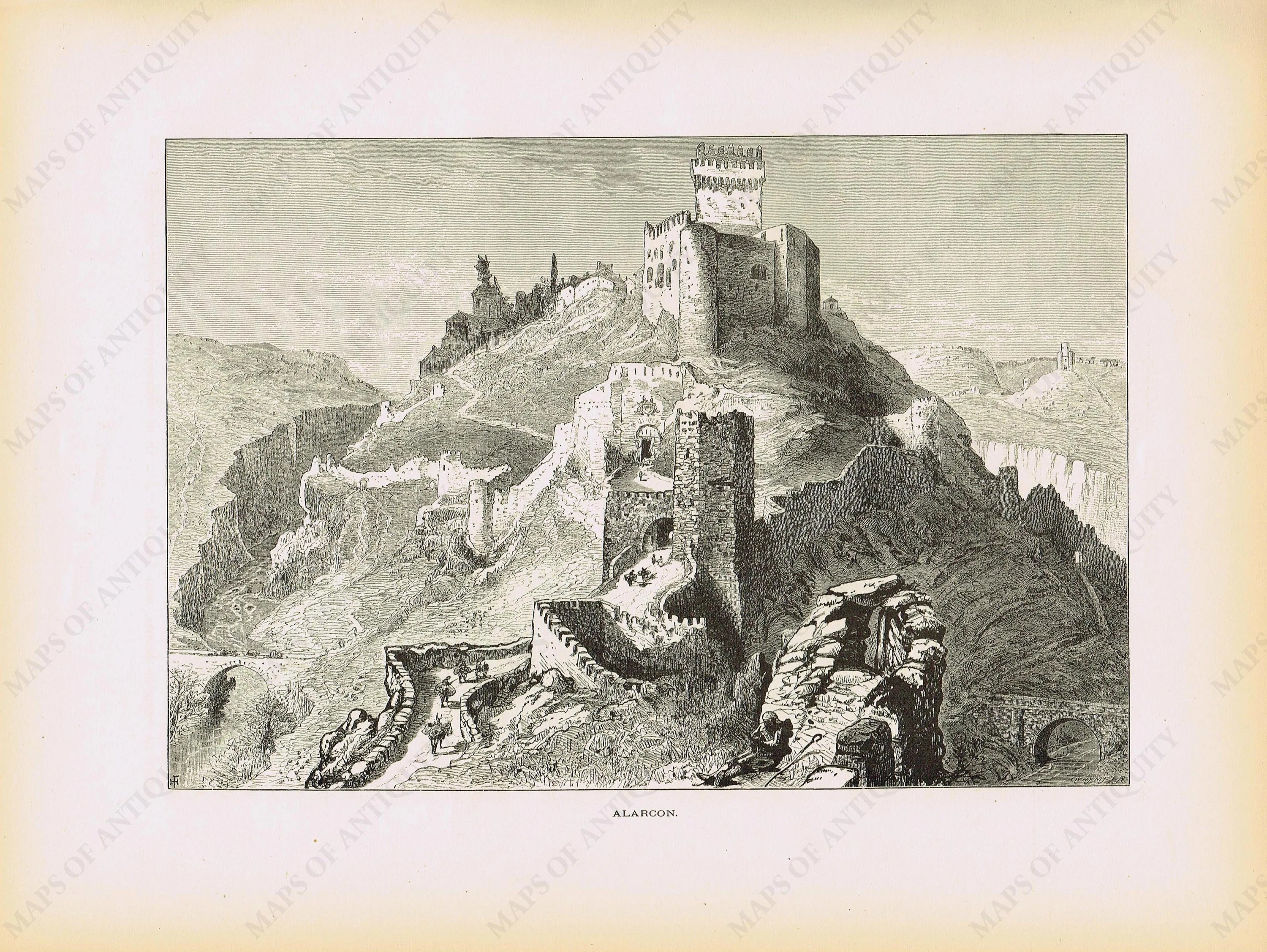 1879 Genuine Antique Print Alarcon (Spain) – Maps of Antiquity