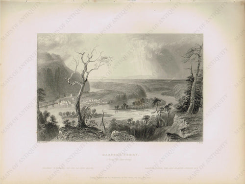 Genuine-Antique-Print-Harpers-Ferry-From-the-Blue-Ridge--1839-Bartlett-Maps-Of-Antiquity