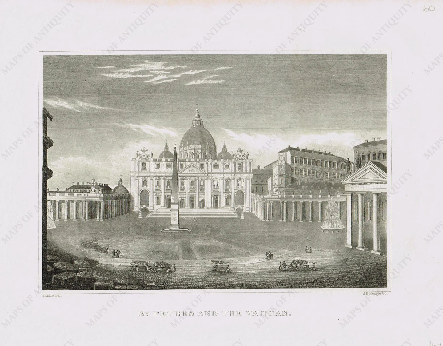 Genuine-Antique-Print-St-Peters-and-The-Vatican--19th-century-Unknown-Publisher-Maps-Of-Antiquity