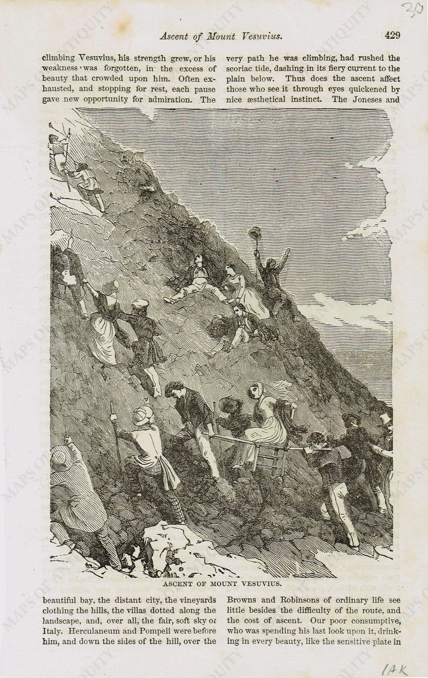 Genuine-Antique-Print-Ascent-of-Mount-Vesuvious-Italy--19th-century-Unknown-Publisher-Maps-Of-Antiquity