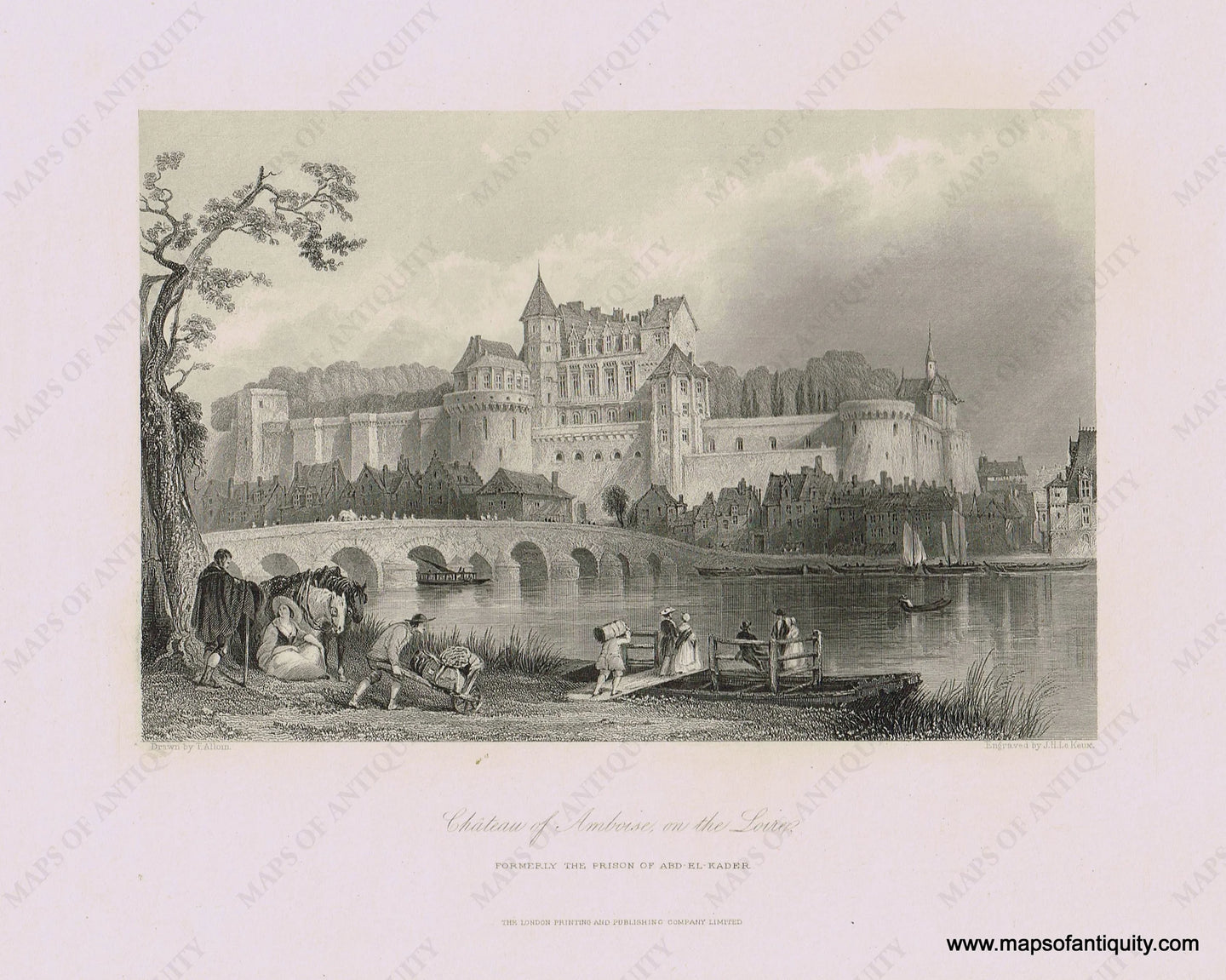 Genuine-Antique-Print-Chateau-of-Amboise-on-the-Loire-Formerly-the-Prison-of-Abd-El-Kader-19th-century-Unknown-Publisher-Maps-Of-Antiquity