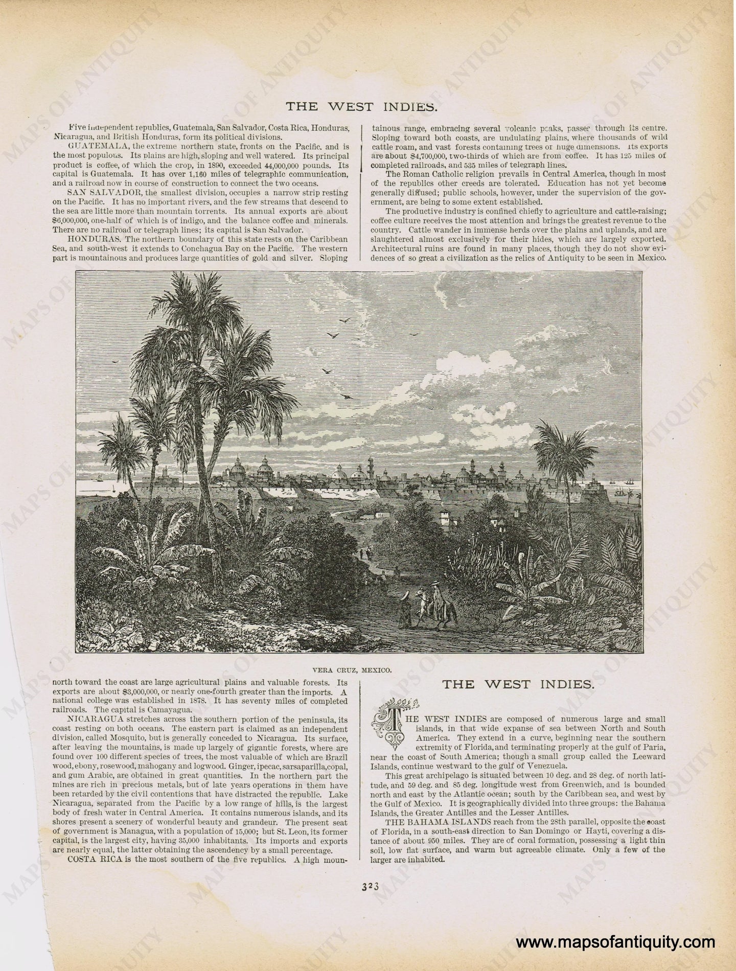 Genuine-Antique-Print-Vera-Cruz-Mexico--1890-Publication-Unknown-Maps-Of-Antiquity