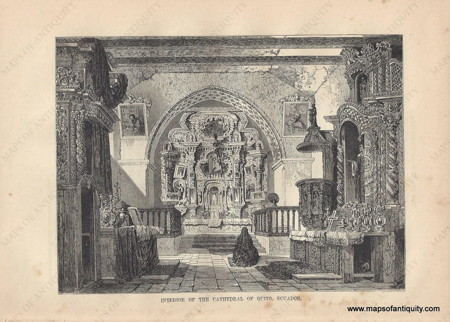 Genuine-Antique-Print-Interior-of-the-Cathedral-of-Quito-Ecuador-1881-Robert-Brown-Maps-Of-Antiquity