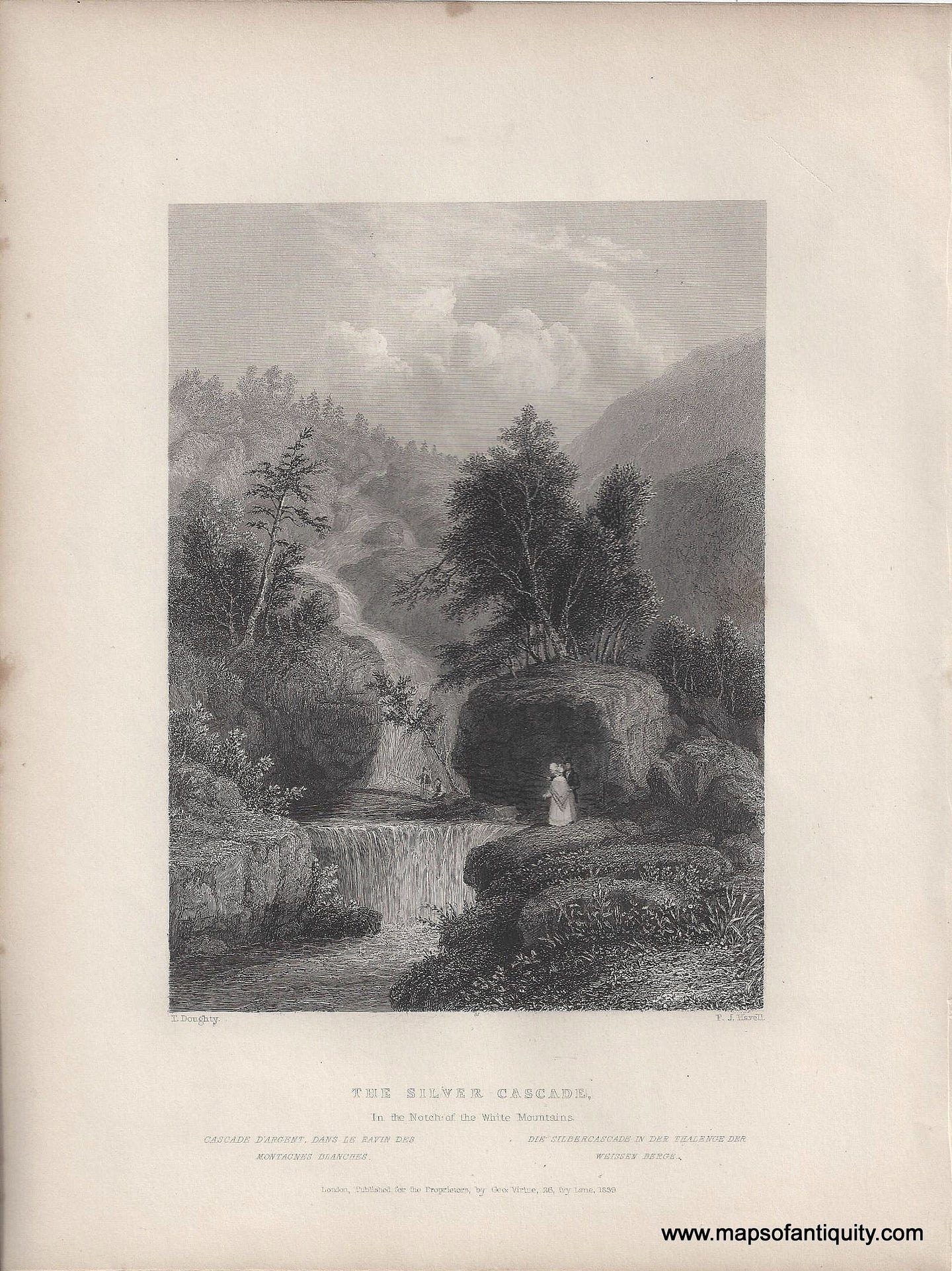 Genuine-Antique-Print-The-Silver-Cascade-In-the-Notch-of-the-White-Mountains-1839-Bartlett-Maps-Of-Antiquity
