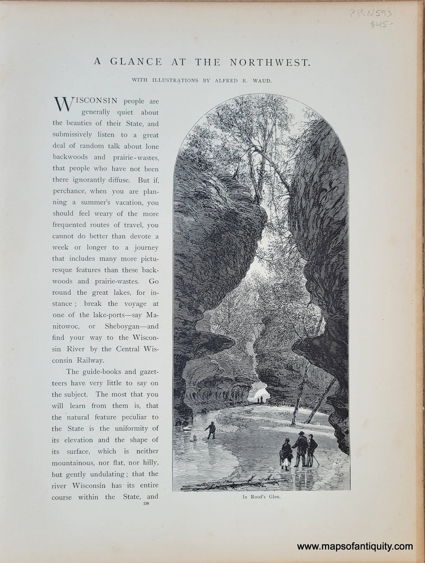 Genuine-Antique-Print-In-Roods-Glen-Wisconsin--1872-Picturesque-America-Maps-Of-Antiquity