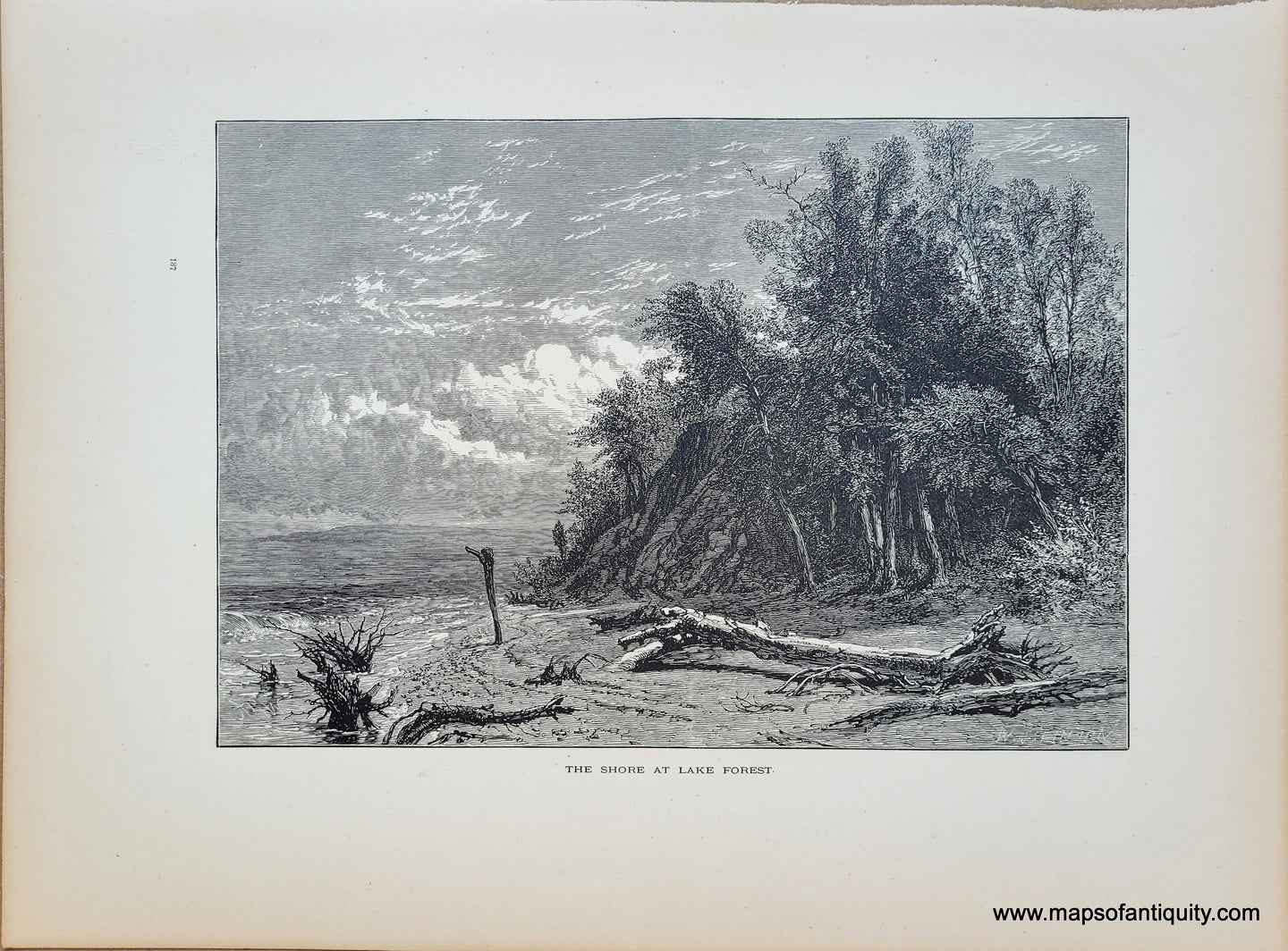 1872 - The Shore at Lake Forest / Lake Michigan, near Lake Forest (Illinois) - Antique Print