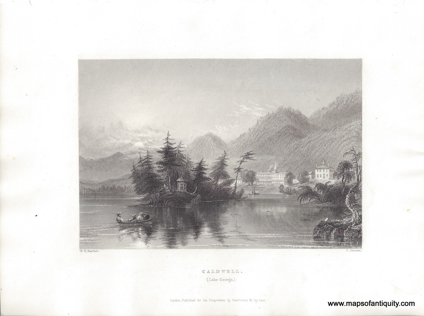 1839 - Caldwell (Lake George) New York - Antique Print