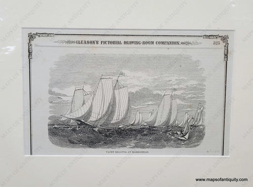 Genuine-Antique-Print-Yacht-Regatta-at-Marblehead-1851-Gleasons-Pictorial-Drawing-Room-Companion-Maps-Of-Antiquity