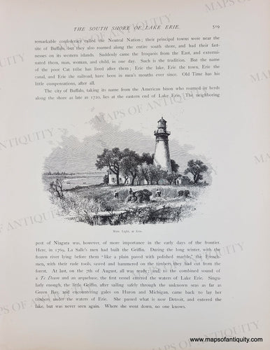 Genuine-Antique-Print-Main-Light-at-Erie-1872-Picturesque-America-Maps-Of-Antiquity
