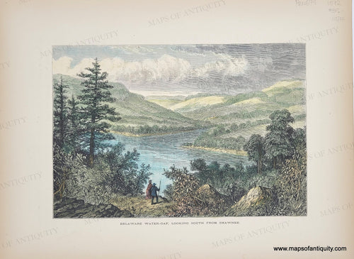 Genuine-Antique-Hand-Colored-Engraved-Illustration-Delaware-Water-Gap-Looking-South-from-Shawnee-1872-Picturesque-America-Maps-Of-Antiquity