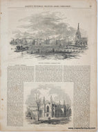 Genuine-Antique-Print-Harvard-University-Cambridge-Mass--1855-Ballous-Pictorial-Drawing-Room-Companion-Maps-Of-Antiquity