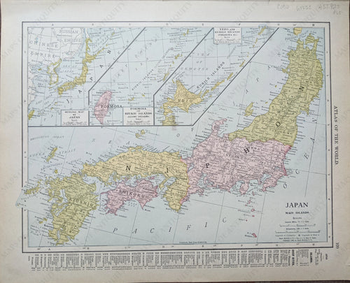 C.1910 - Japan Main Islands Verso: Persia Afghanistan And Baluchistan Antique Map Genuine