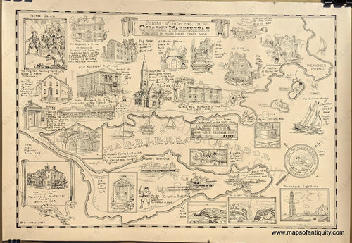 Genuine Antique Pictorial Map-Points of Interest in Quaint Marblehead-1929-H. Boylston Dummer / C.V. Torrey-Maps-Of-Antiquity