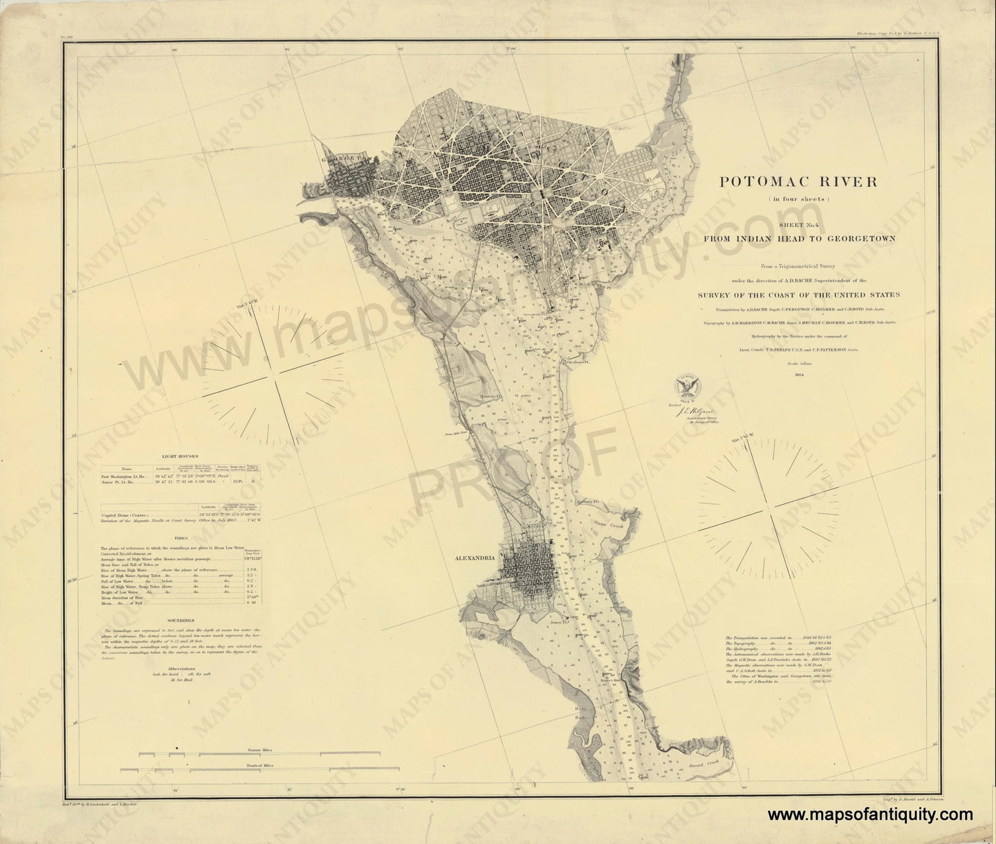 Reproduction-Antique-Chart-of-the-Potomac-River-Georgetown-Alexandria-Washington-DC-1864-Reproductions-US-Mid-Atlantic-US-1800s-19th-century-Maps-of-Antiquity