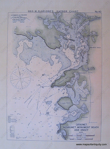 Reproduction-Map-Cataumet-Wenaumet-Monument-Beach-and-Onset.-Geo.-W.-Eldridge's-Harbor-Chart.-