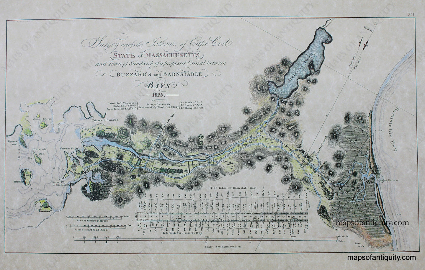 Reproduction-Survey-across-the-Isthmus-of-Cape-Cod-State-of-Massachusetts-1825---Reproduction-Reproductions-Cape-Cod-and-Islands-Reproduction-Thompson-Maps-Of-Antiquity