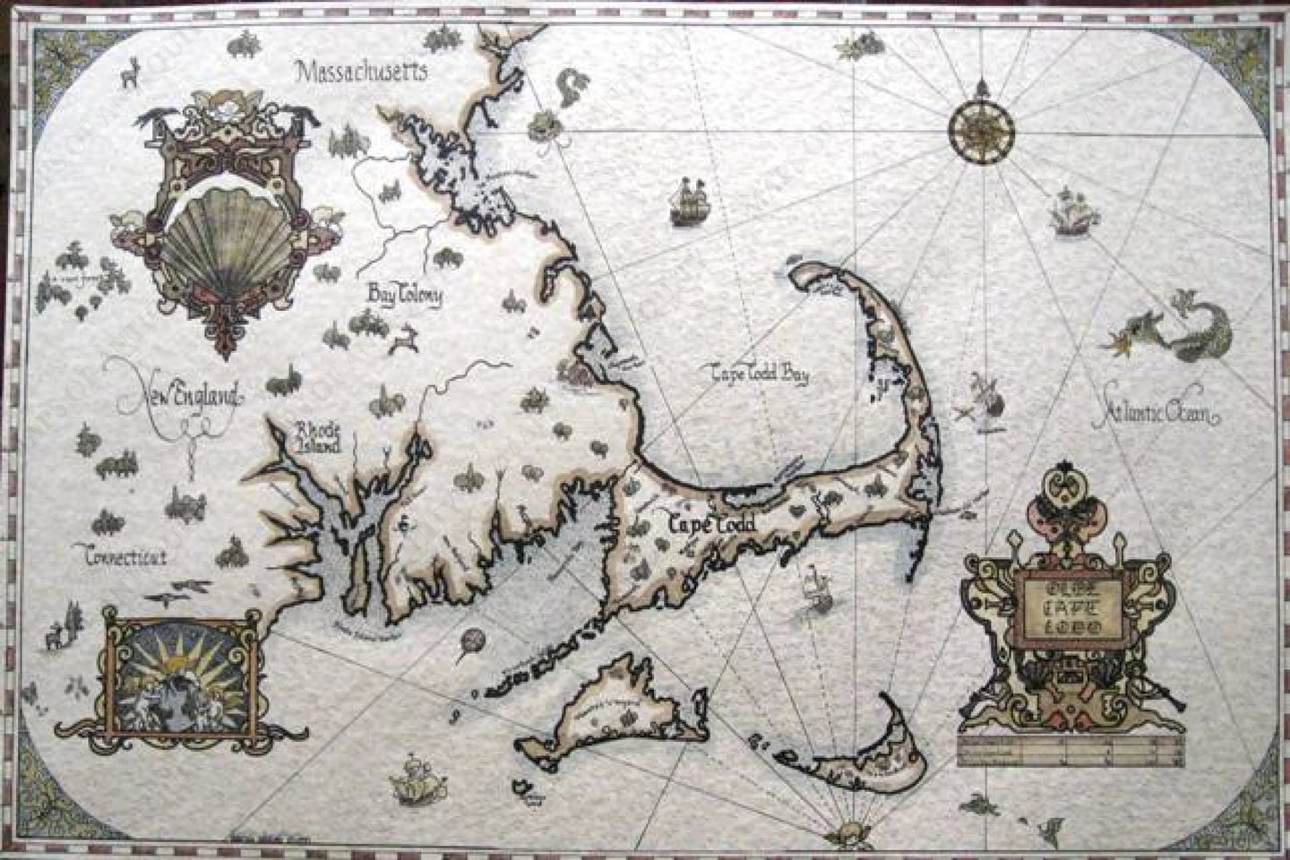 Reproduction-Map-Massachusetts-Coast-in-the-16th-Century-style